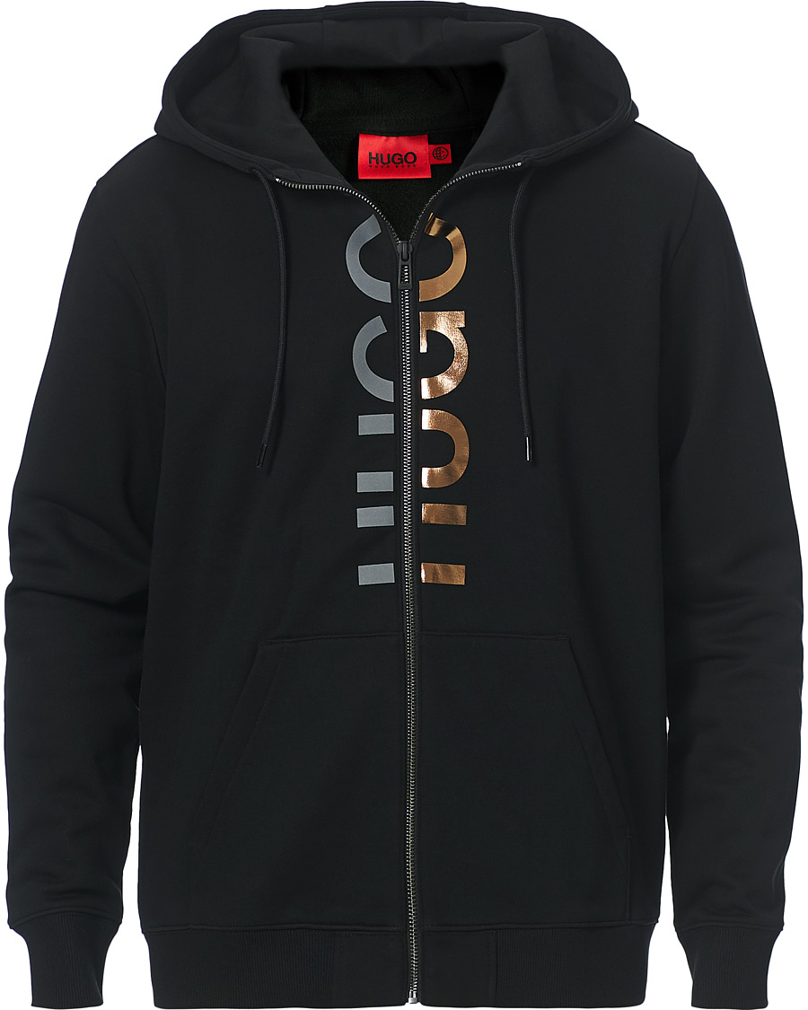 Herr | Tröjor | HUGO | Dellar Glossy Logo Full Zip Hoodie Black