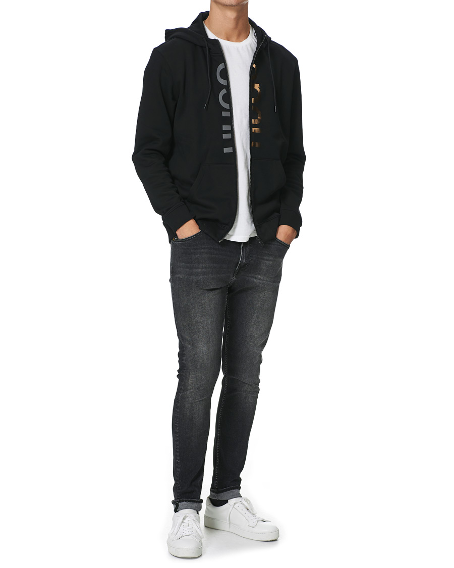 Herr | Tröjor | HUGO | Dellar Glossy Logo Full Zip Hoodie Black
