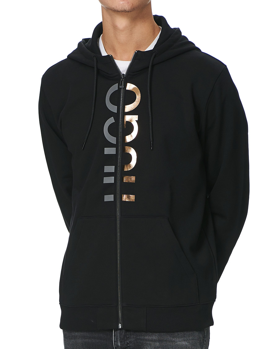 Herr | Tröjor | HUGO | Dellar Glossy Logo Full Zip Hoodie Black