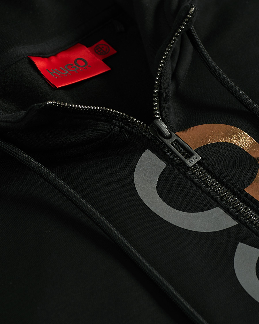 Herr | Tröjor | HUGO | Dellar Glossy Logo Full Zip Hoodie Black