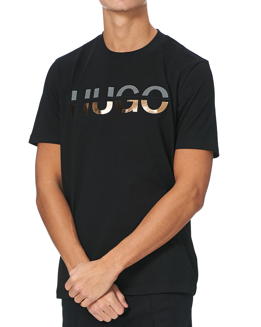 Herr | T-Shirts | HUGO | Denghis Glossy Logo Crew Neck Tee Black