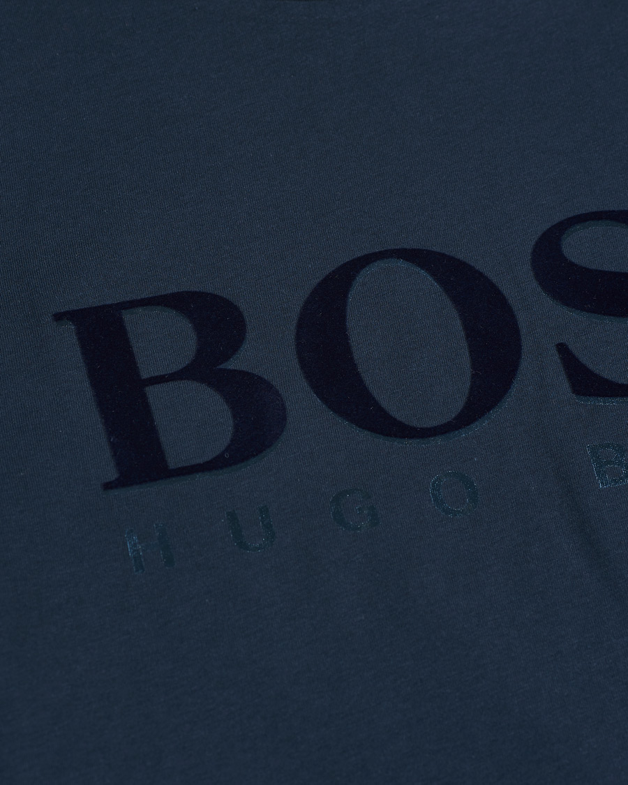 Herr | T-Shirts | BOSS GREEN | BOSS Athleisure Velour Logo Crew Neck Tee Navy