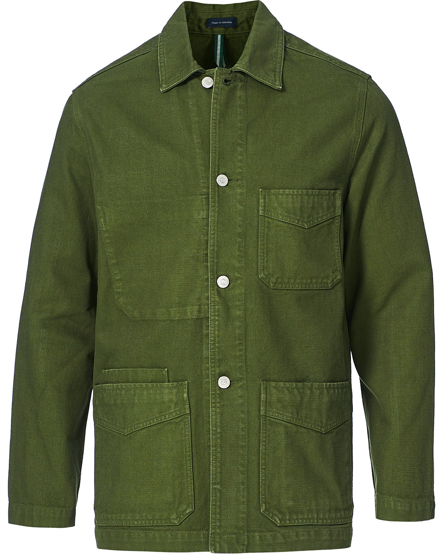 Herr | Jackor | Drake's | Cotton Canvas Five Pocket Chore Jacket Green
