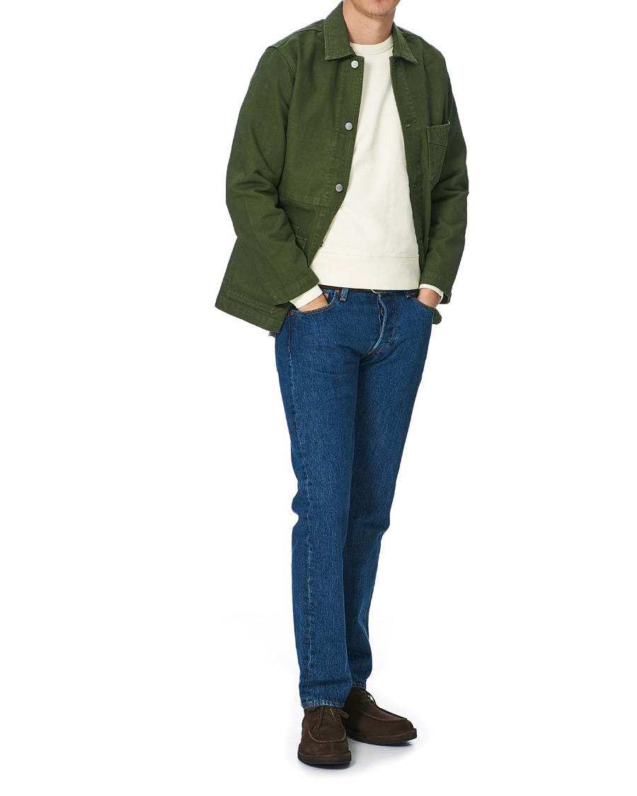 Herr | Jackor | Drake's | Cotton Canvas Five Pocket Chore Jacket Green