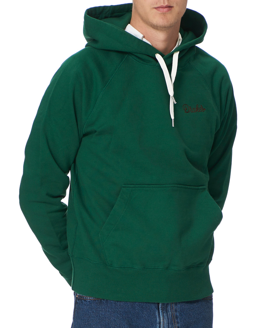 Herr | Tröjor | Drake's | Hooded Cotton Sweatshirt Green