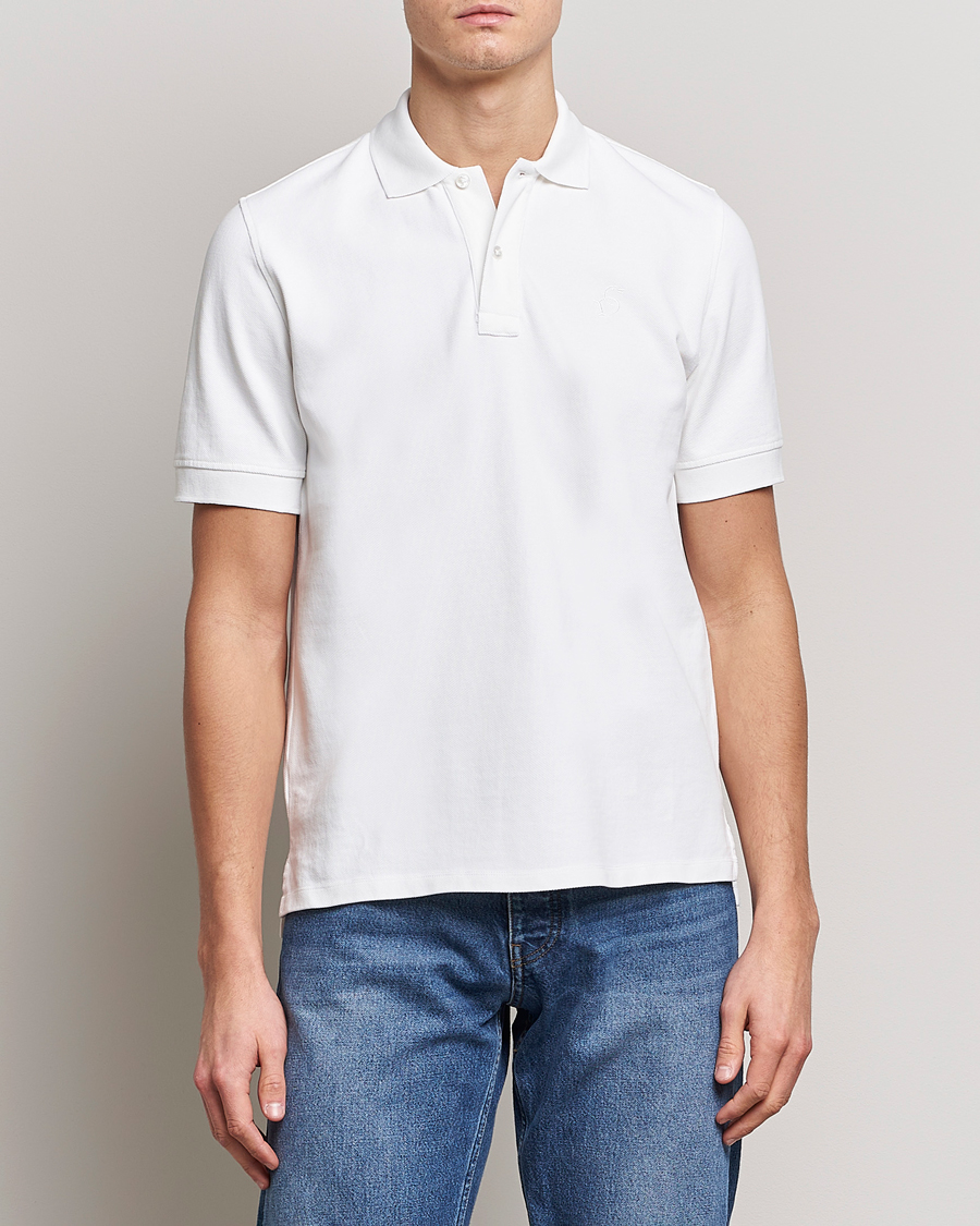 Herr | | Drake's | Short Sleeve Pique Polo White