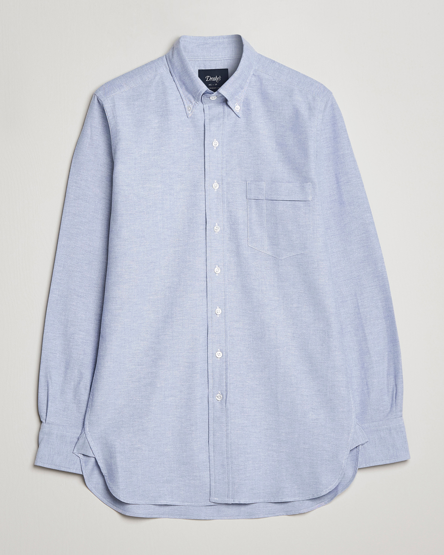 Herr |  | Drake's | Button Down Oxford Shirt Blue