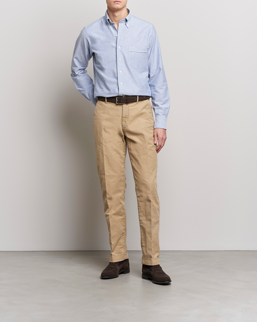 Herr | Skjortor | Drake's | Button Down Oxford Shirt Blue