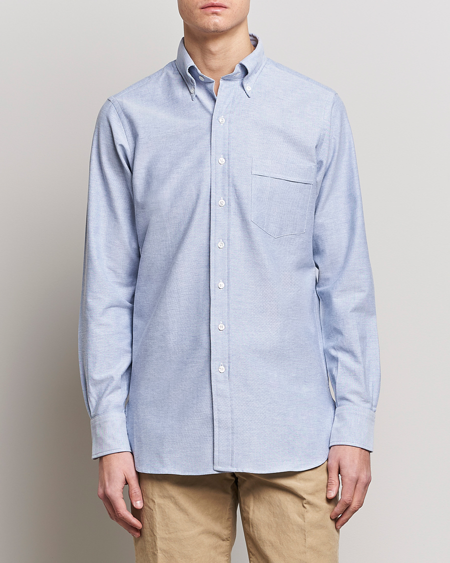 Herre |  | Drake\'s | Button Down Oxford Shirt Blue