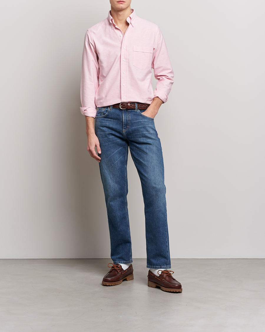 Herr | Skjortor | Drake's | Button Down Oxford Shirt Pink