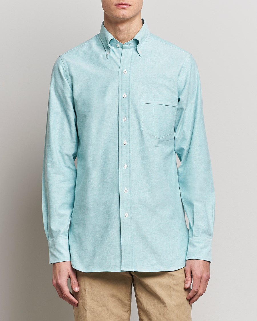Herr | Skjortor | Drake's | Button Down Oxford Shirt Light Green