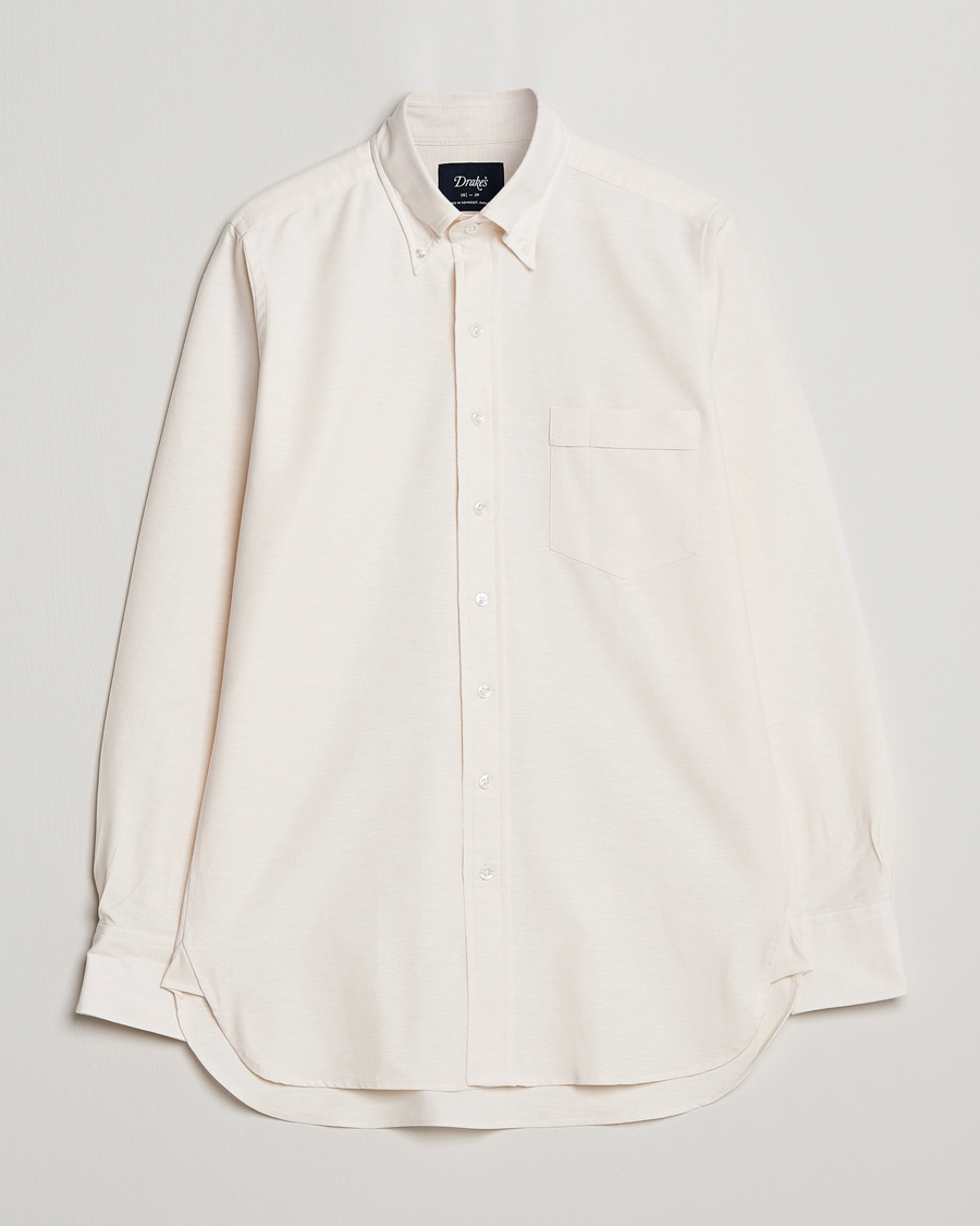 Herr | Skjortor | Drake's | Button Down Oxford Shirt Cream