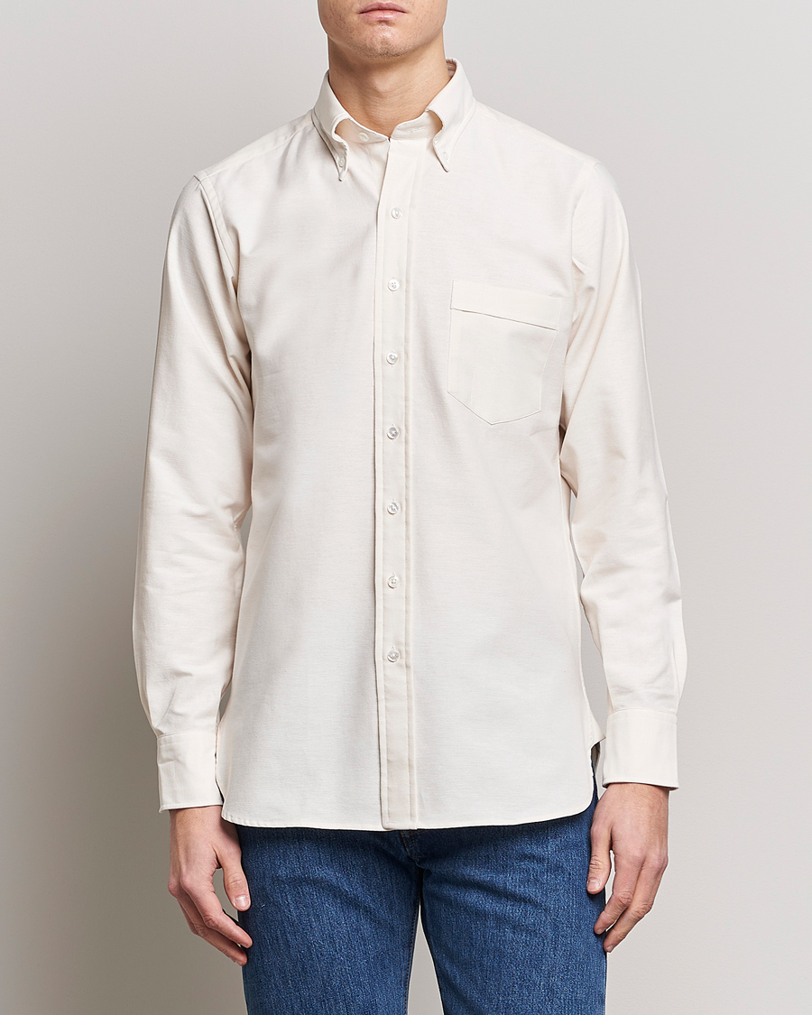 Herr | Skjortor | Drake's | Button Down Oxford Shirt Cream