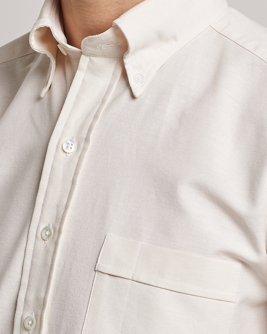 Herr | Skjortor | Drake's | Button Down Oxford Shirt Cream