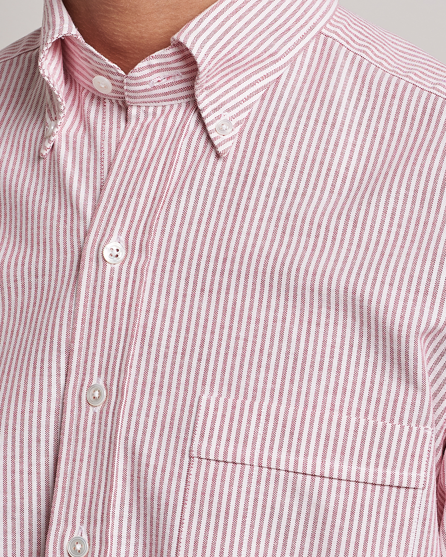 Herr | Skjortor | Drake's | Striped Button Down Oxford Shirt White/Red