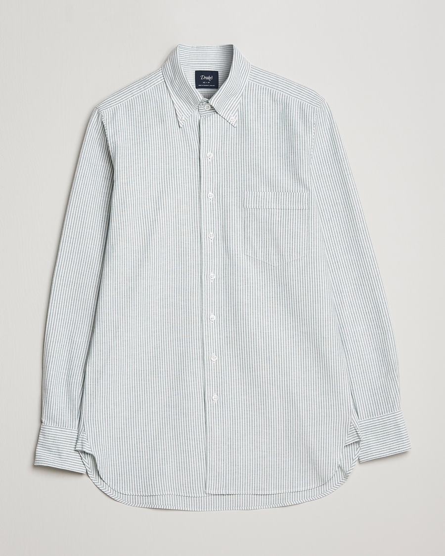 Herr | Skjortor | Drake's | Striped Button Down Oxford Shirt Light Green