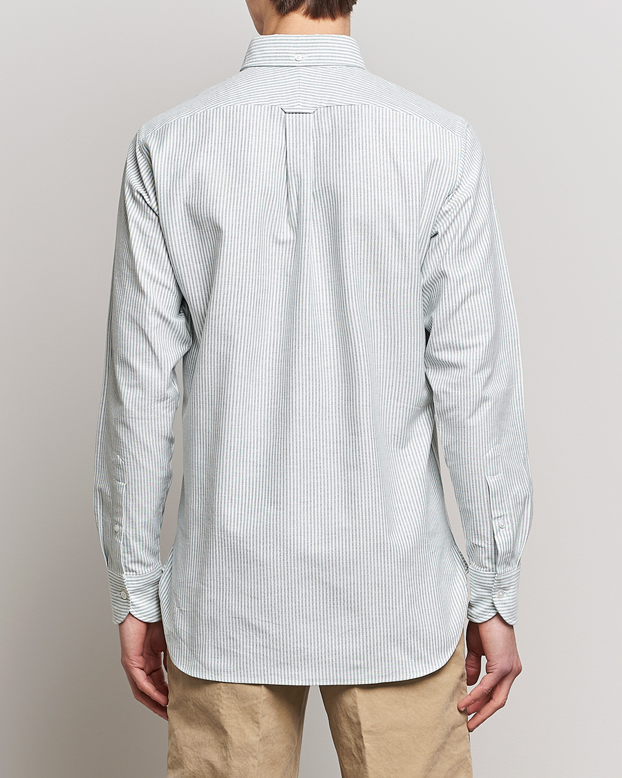 Herr | Skjortor | Drake's | Striped Button Down Oxford Shirt Light Green