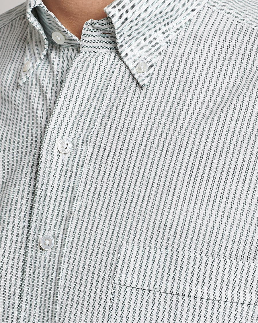 Herr | Skjortor | Drake's | Striped Button Down Oxford Shirt Light Green