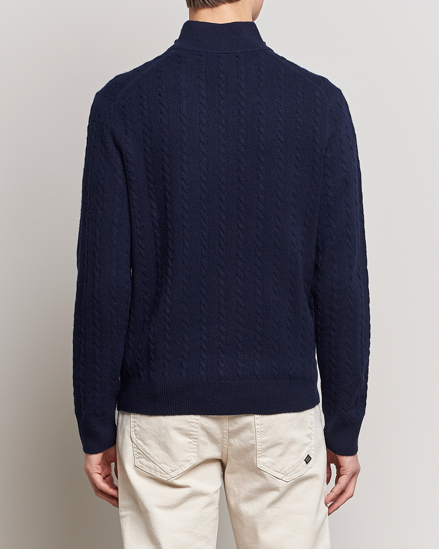 Herr | Tröjor | Polo Ralph Lauren | Cotton/Wool Cable Half-Zip Hunter Navy