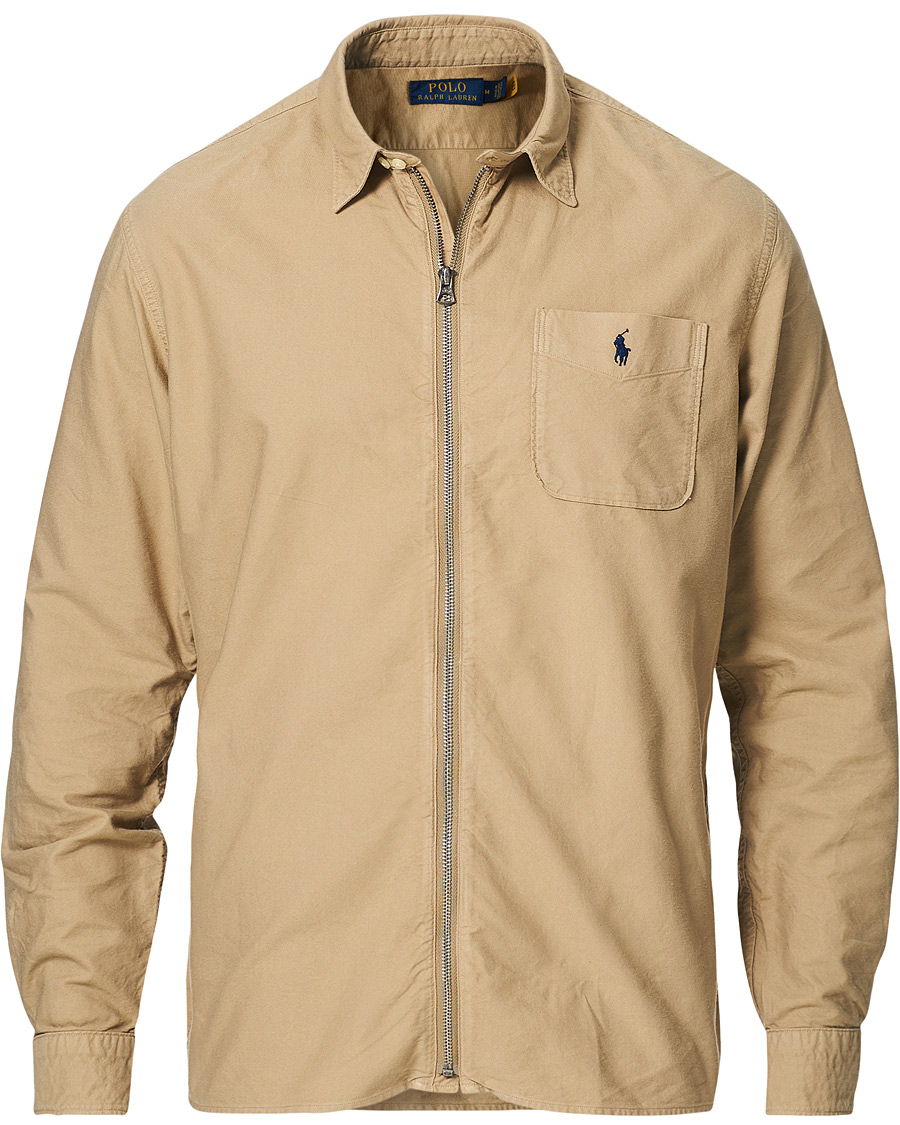 Herr | Skjortor | Polo Ralph Lauren | Garment Dyed Oxford Full-Zip Overshirt Surrey Tan