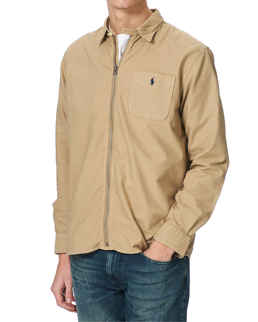 Herr | Skjortor | Polo Ralph Lauren | Garment Dyed Oxford Full-Zip Overshirt Surrey Tan