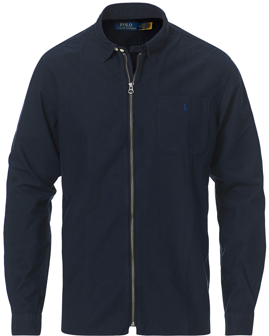 Herr | Skjortor | Polo Ralph Lauren | Garment Dyed Oxford Full-Zip Overshirt RL Navy