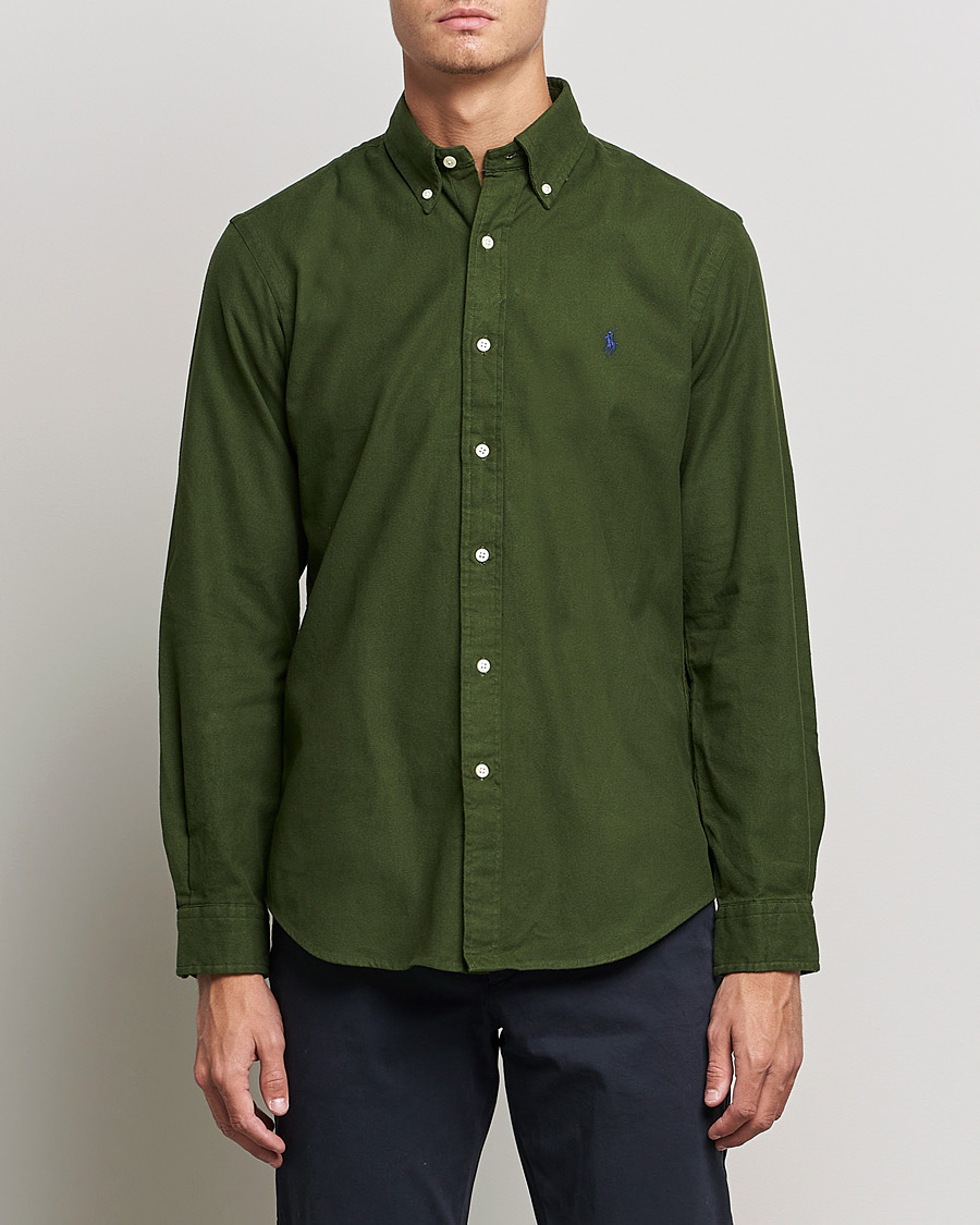 Herr |  | Polo Ralph Lauren | Custom Fit Brushed Flannel Shirt Army Green