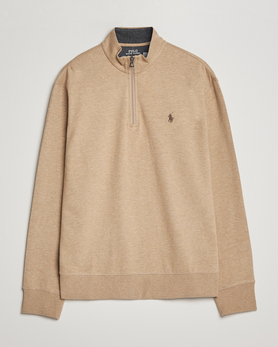 Herr | Tröjor | Polo Ralph Lauren | Double Knit Half-Zip Sweater Café Tan Heather