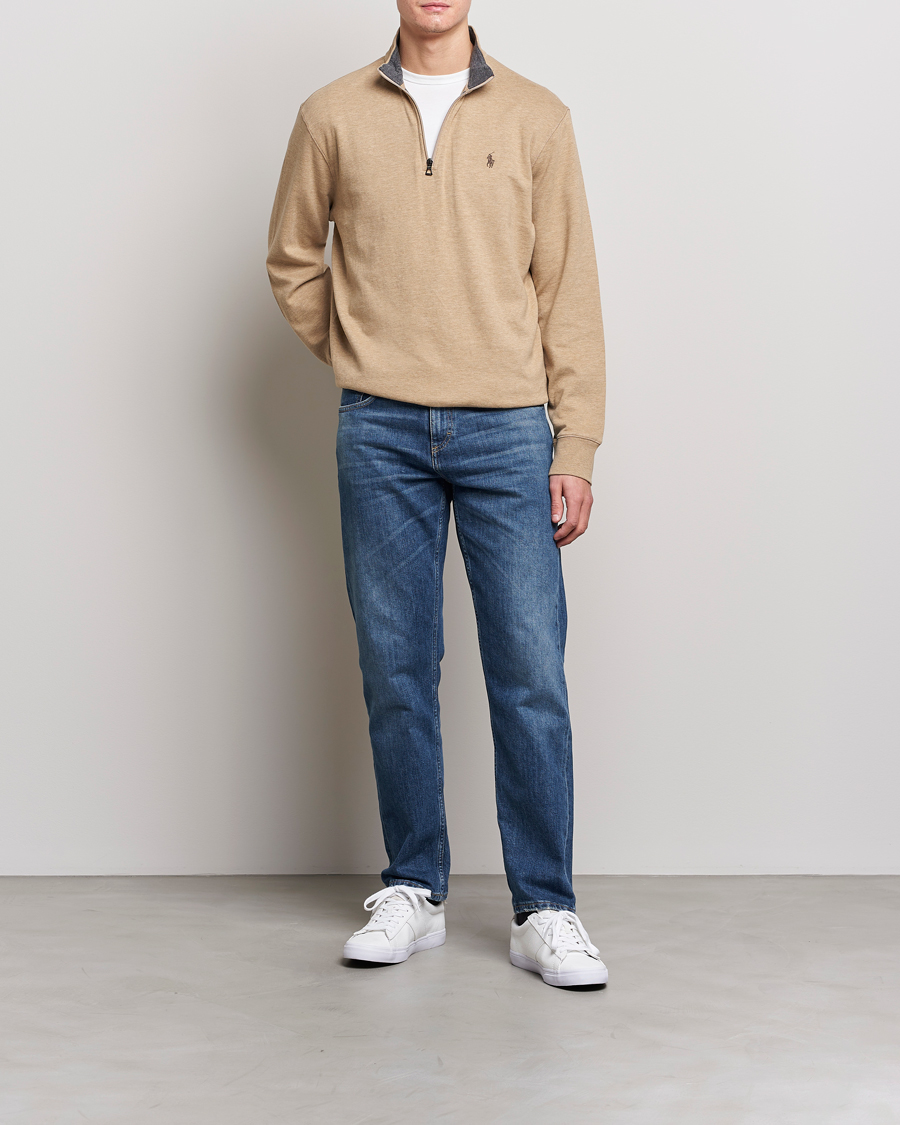 Herr | Tröjor | Polo Ralph Lauren | Double Knit Half-Zip Sweater Café Tan Heather