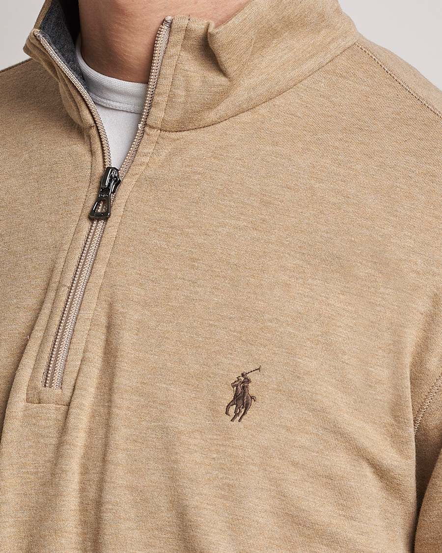 Herr | Tröjor | Polo Ralph Lauren | Double Knit Half-Zip Sweater Café Tan Heather