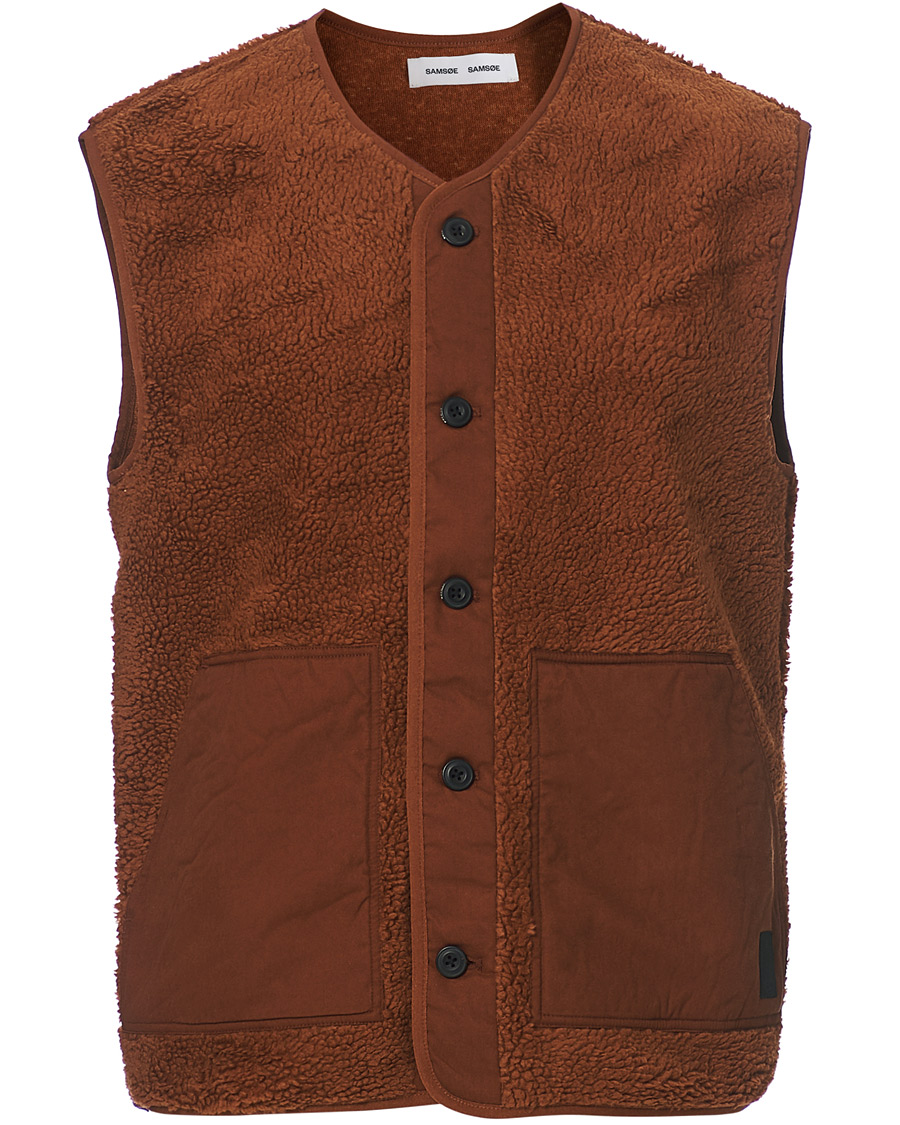 Herr | Tröjor | Samsøe Samsøe | Samsøe & Samsøe Frederik Recycled Fleece Vest Caramel Cafe