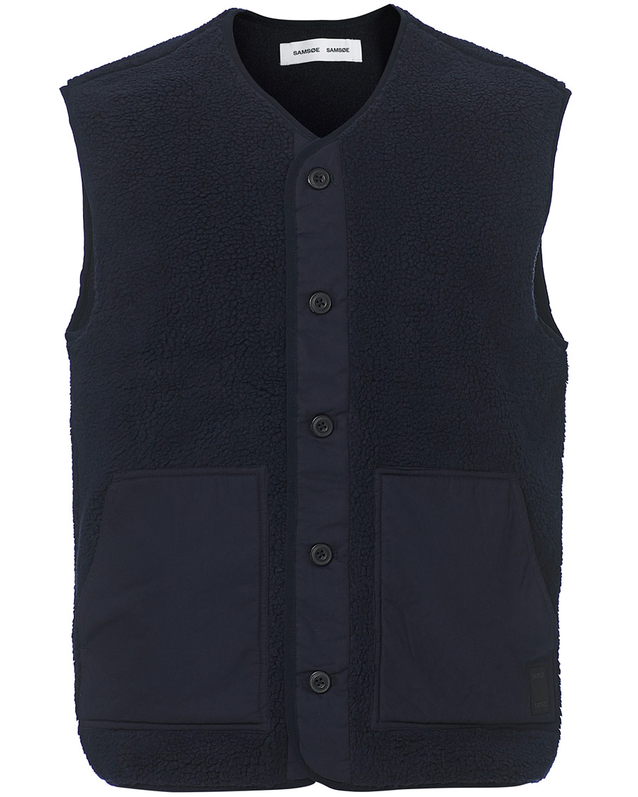 Herr | Tröjor | Samsøe Samsøe | Samsøe & Samsøe Frederik Recycled Fleece Vest Sky Captain
