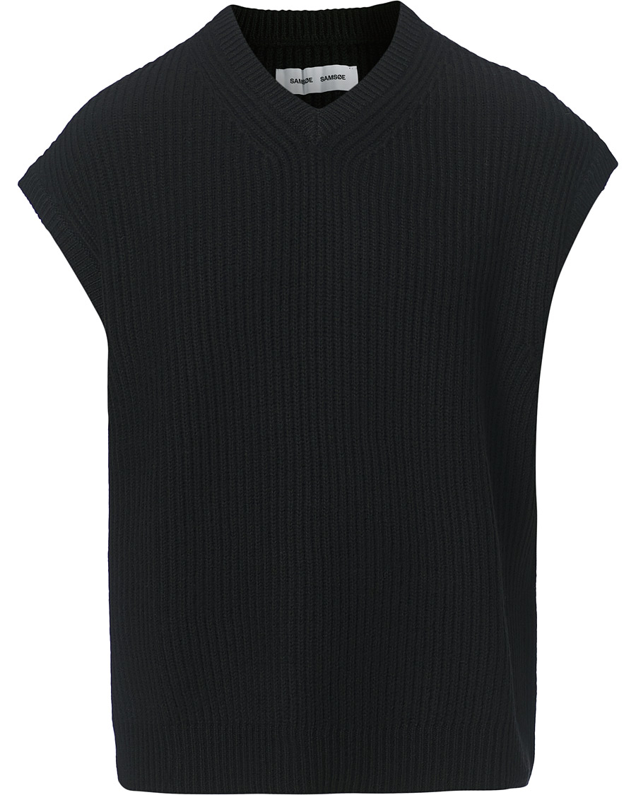 Herr | Tröjor | Samsøe Samsøe | Samsøe & Samsøe Anders Knitted Wool Vest Black