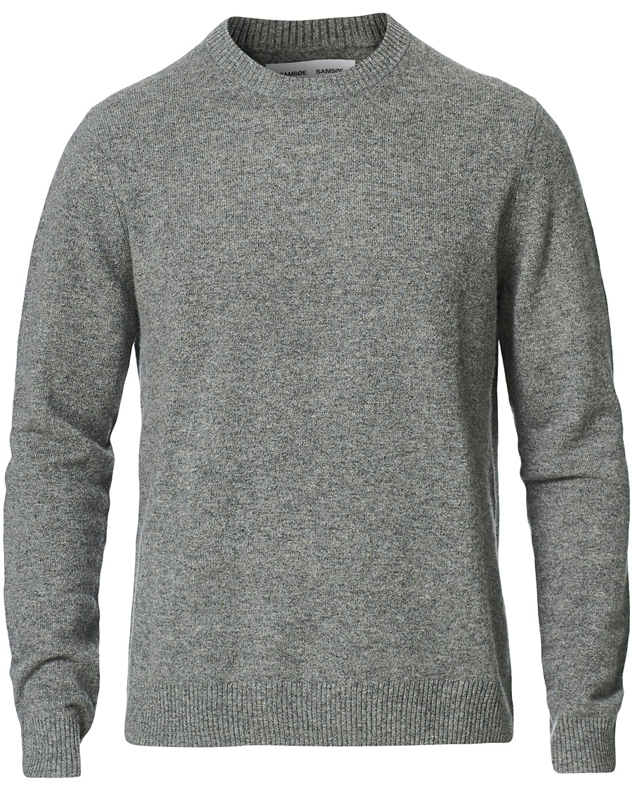 Herr | Tröjor | Samsøe Samsøe | Samsøe & Samsøe Nobis Cashmere Crew Neck Grey Mel