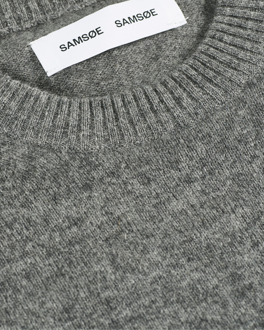 Herr | Tröjor | Samsøe Samsøe | Samsøe & Samsøe Nobis Cashmere Crew Neck Grey Mel