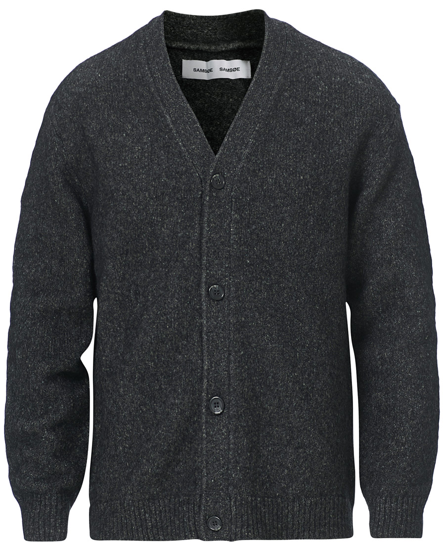 Herr | Tröjor | Samsøe Samsøe | Samsøe & Samsøe Alter Merino Wool Cardigan Dark Grey Mel