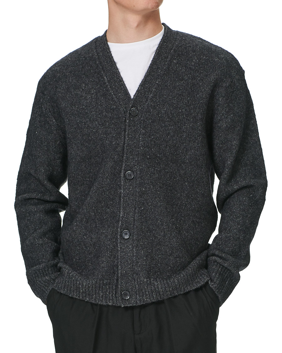Herr | Tröjor | Samsøe Samsøe | Samsøe & Samsøe Alter Merino Wool Cardigan Dark Grey Mel