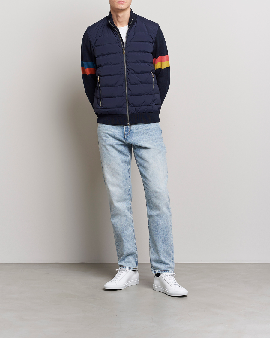 Herr | Jackor | Paul Smith | Knitted Hybrid Down Jacket Navy