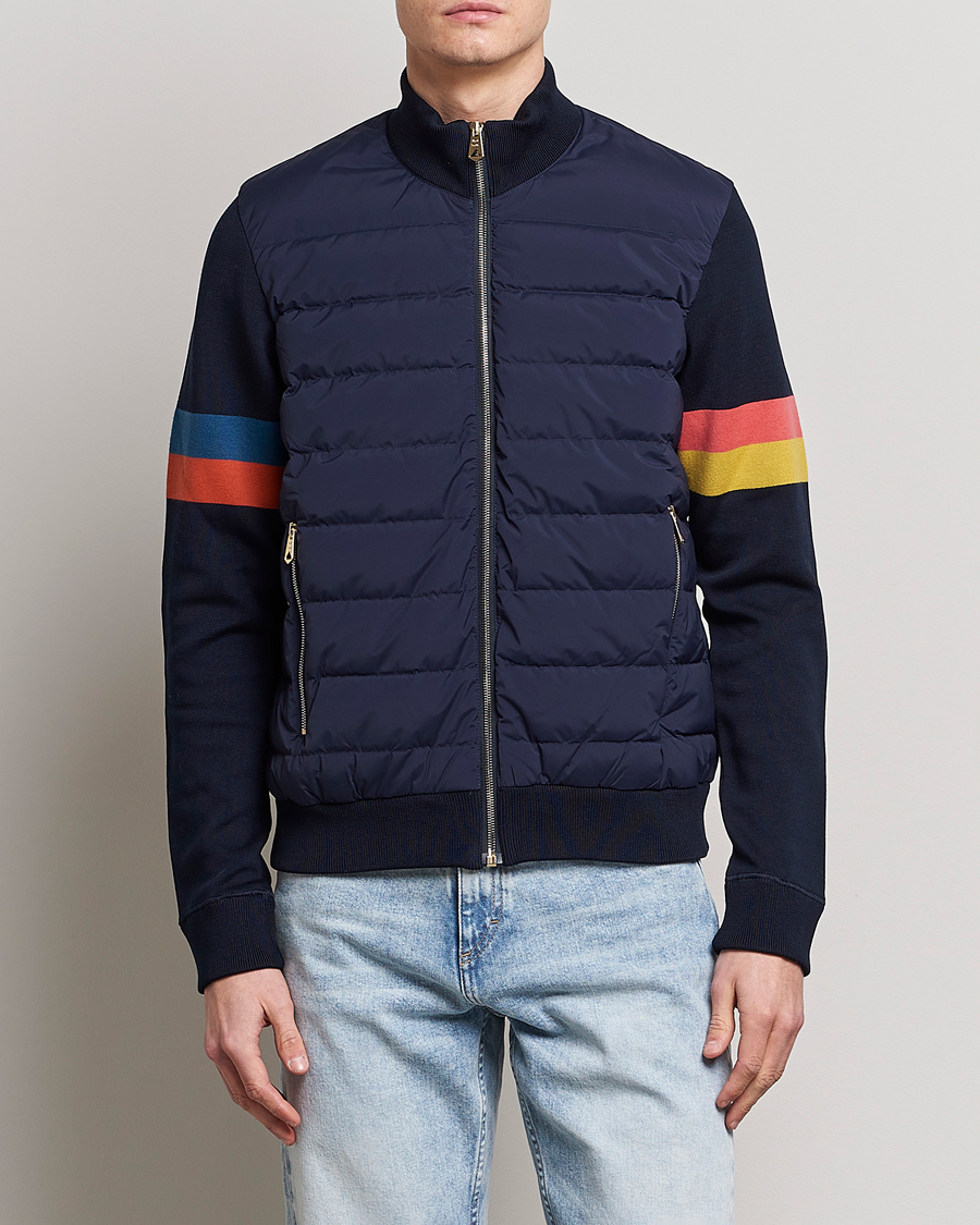 Herr | Hybridjackor | Paul Smith | Knitted Hybrid Down Jacket Navy