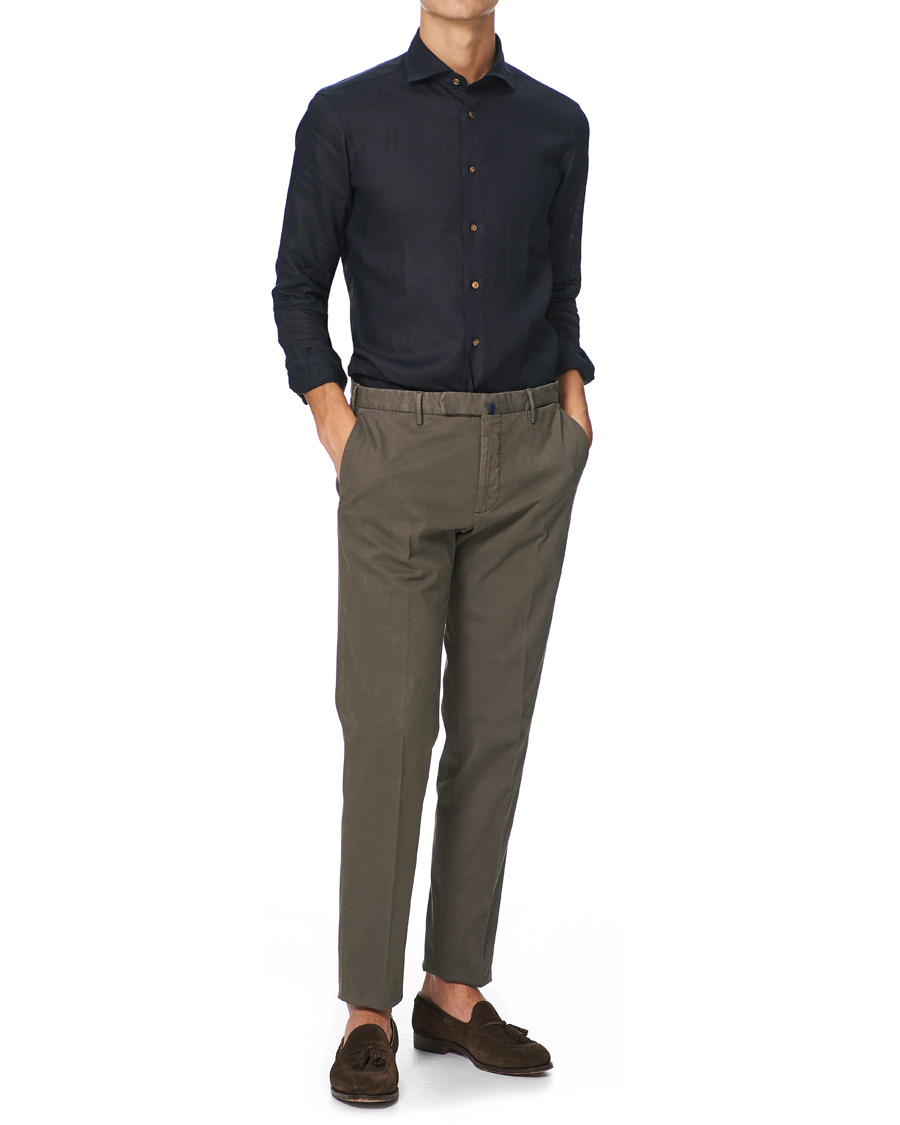 Herr | Skjortor | Kamakura Shirts | Slim Fit Linen Shirt Navy