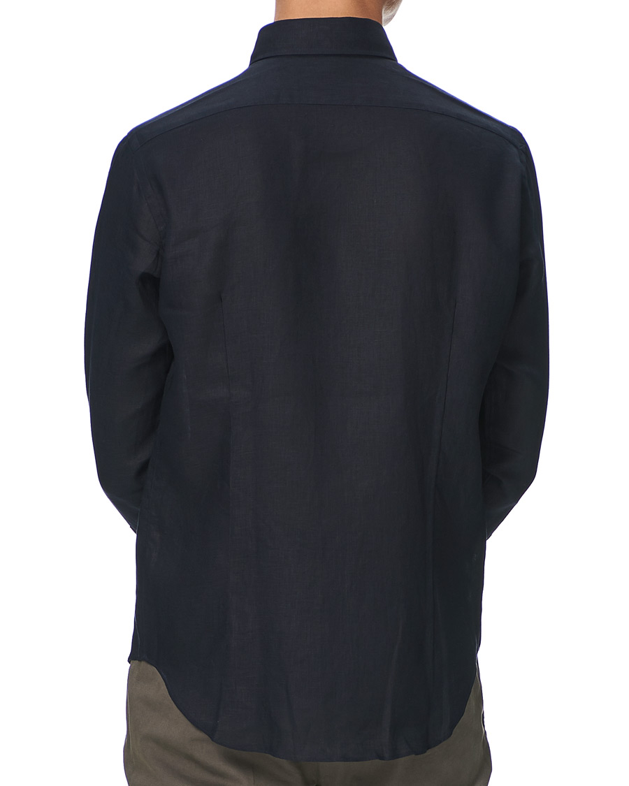 Herr | Skjortor | Kamakura Shirts | Slim Fit Linen Shirt Navy