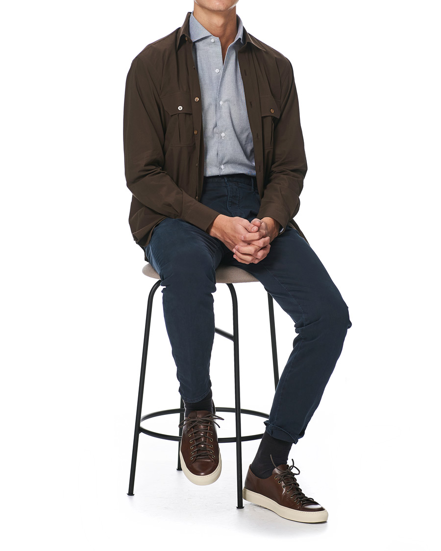 Herr | Skjortor | Kamakura Shirts | Slim Fit One Piece Collar Shirt Blue