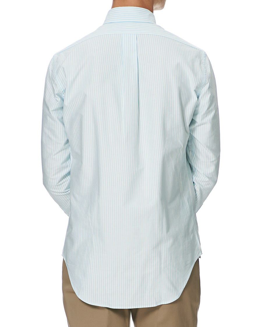 Herr | Skjortor | Kamakura Shirts | Slim Fit Oxford BD Sport Shirt Light Blue Stripe