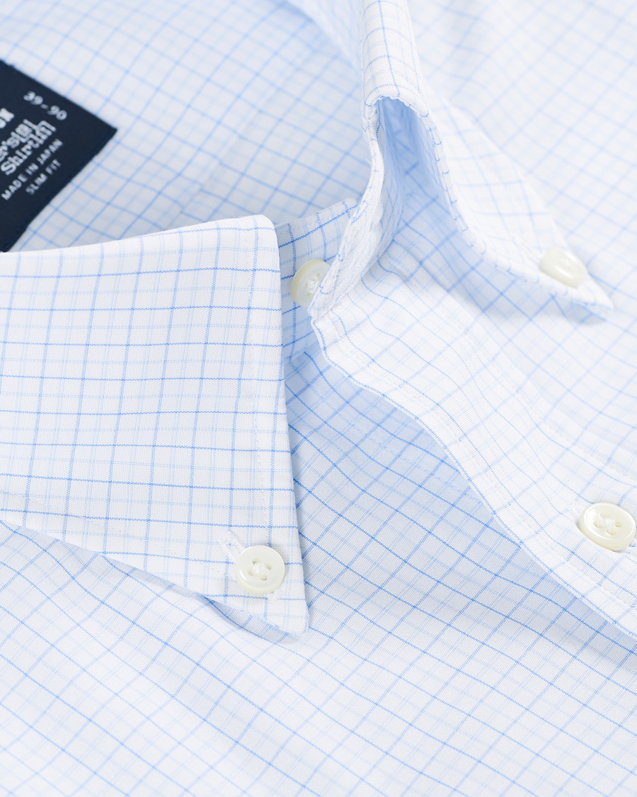 Herr | Skjortor | Kamakura Shirts | Slim Fit Broadcloth Button Down Shirt Light Blue