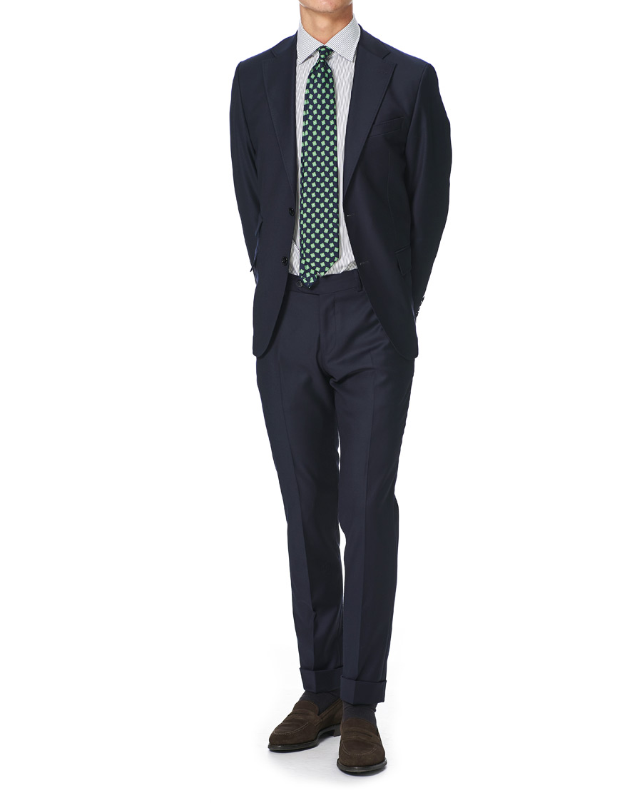 Herr | Skjortor | Kamakura Shirts | Slim Fit Broadcloth Shirt Blue Stripe