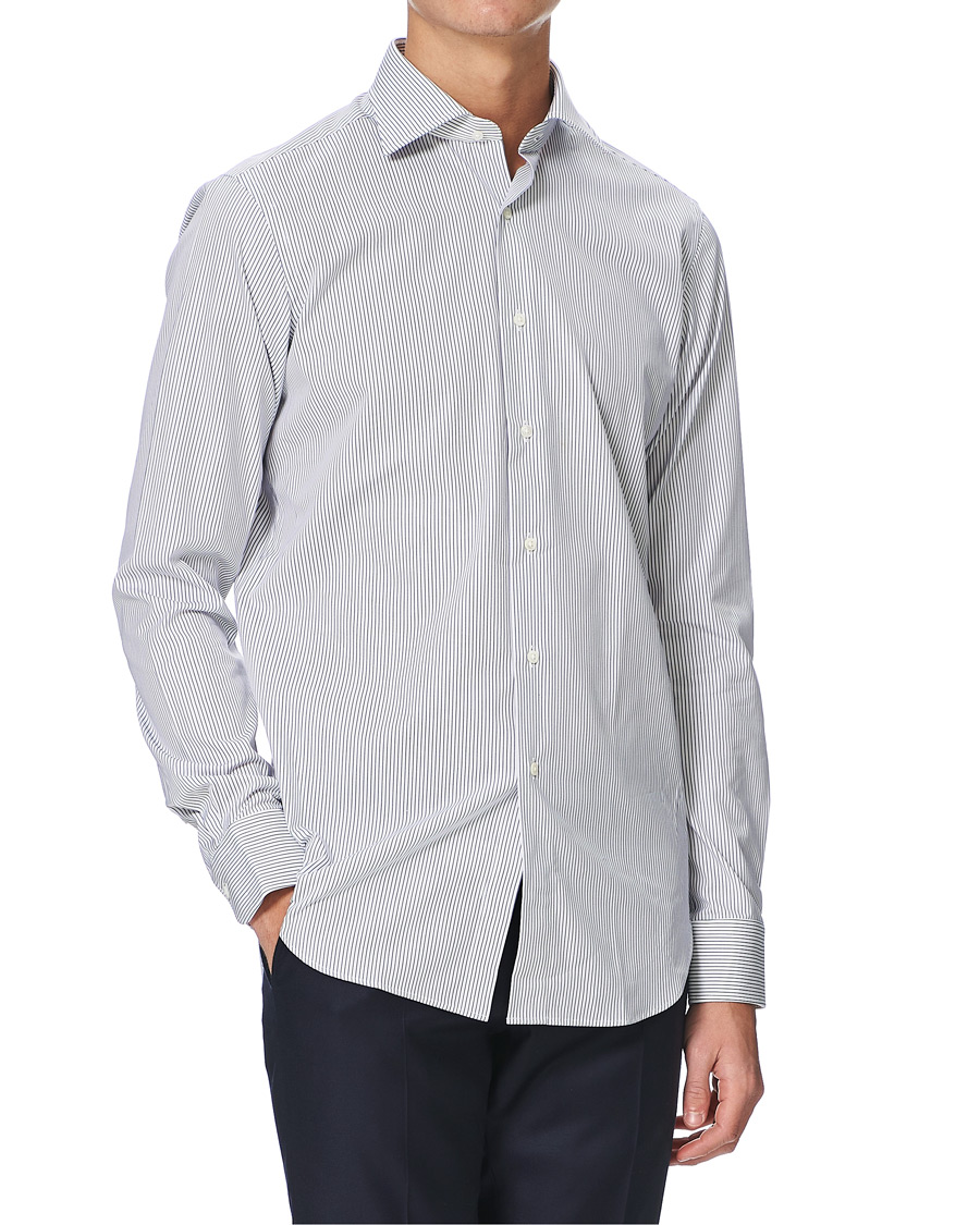 Herr | Skjortor | Kamakura Shirts | Slim Fit Broadcloth Shirt Blue Stripe
