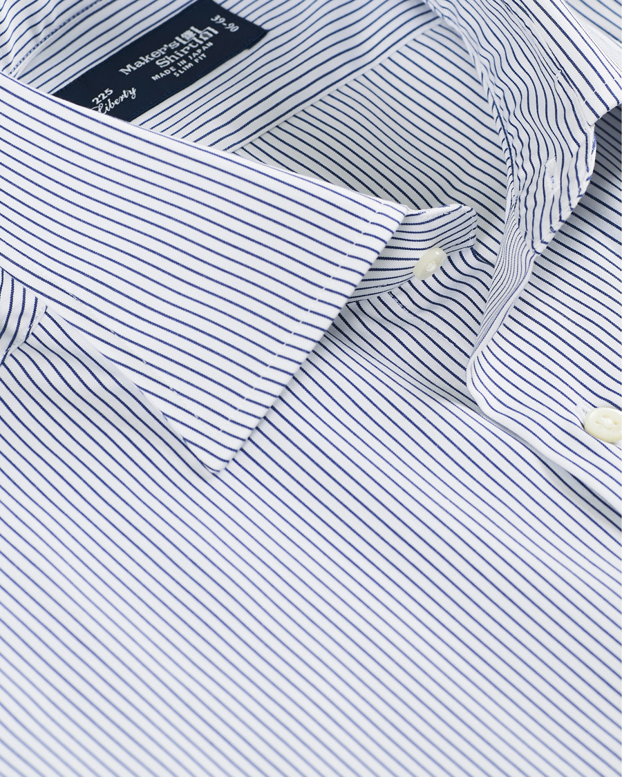 Herr | Skjortor | Kamakura Shirts | Slim Fit Broadcloth Shirt Blue Stripe