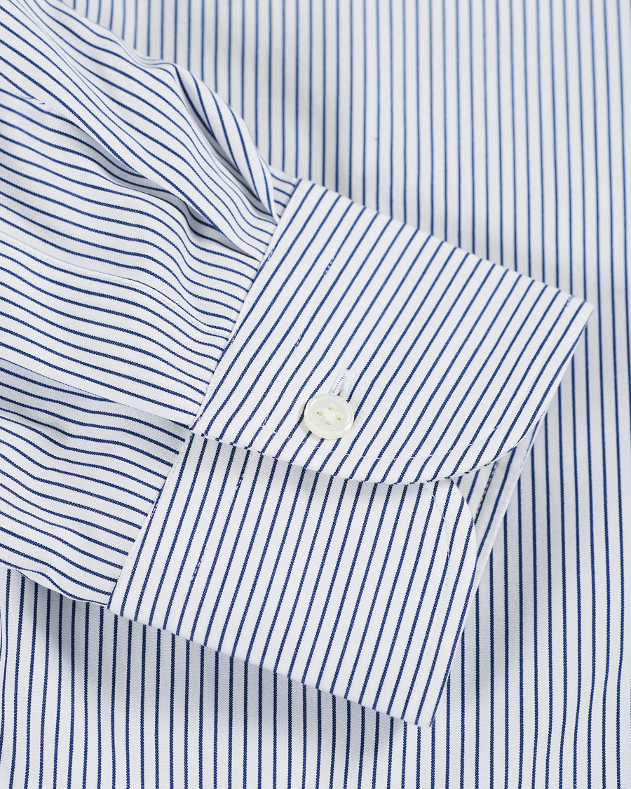 Herr | Skjortor | Kamakura Shirts | Slim Fit Broadcloth Shirt Blue Stripe