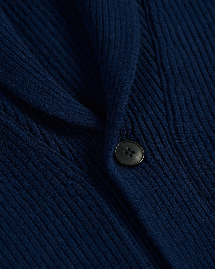 Herr | Tröjor | Sunspel | Wool/Cashmere Shawl Neck Cardigan Dark Navy Melange
