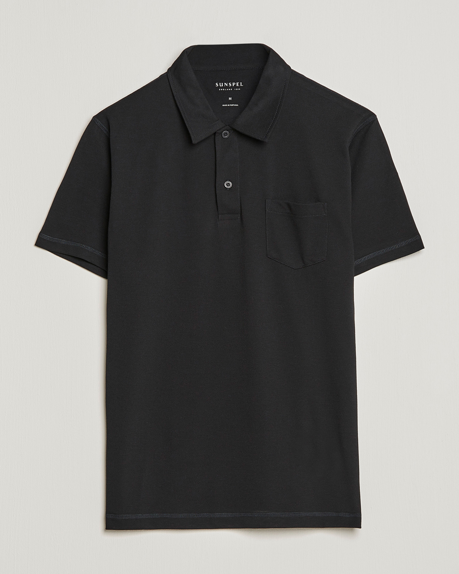 Herr | Pikéer | Sunspel | Active Pique Polo Black